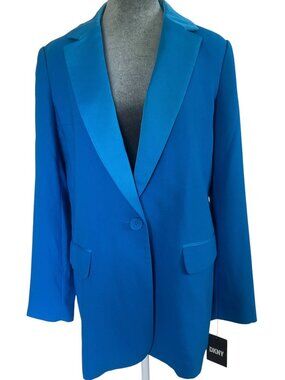 DKNY – Satin Lapel Jacket Electric Blue/Cobalt -NWT Size: S